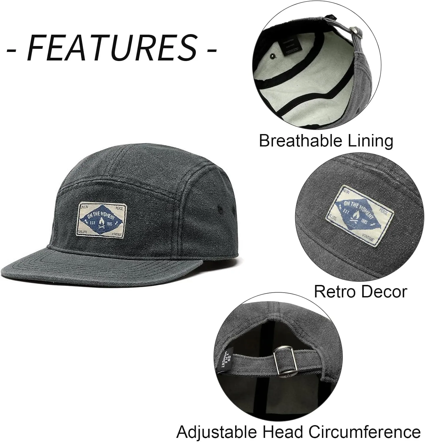 Panegy Denim 5 Panel Hat for Men Women Flat Brim Adjustable Lightweight Camp Cap Baseball Cap Skateboard