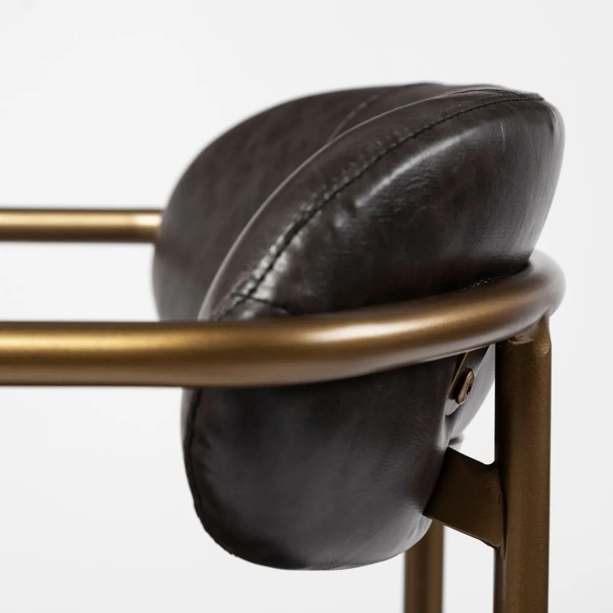 Parker Bar Counter Stool Brown Faux Leather | Gold Metal | Counter