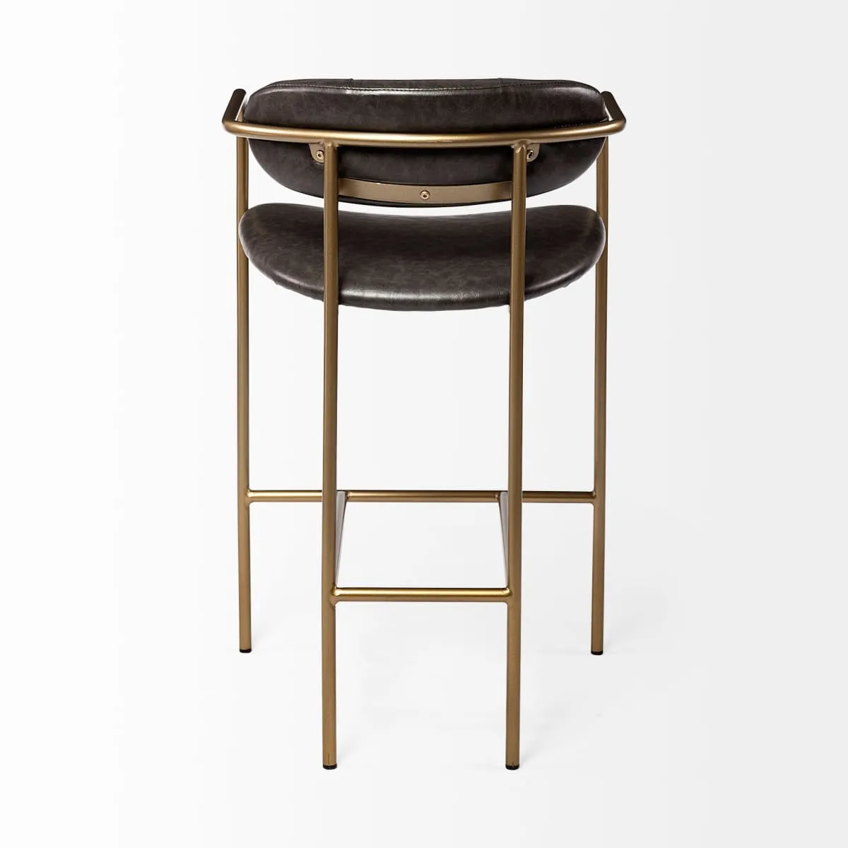 Parker Bar Counter Stool Brown Faux Leather | Gold Metal | Counter