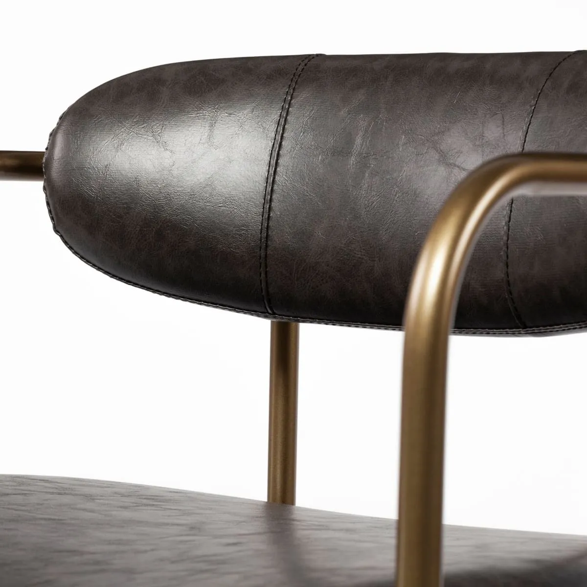 Parker Bar Counter Stool Brown Faux Leather | Gold Metal | Counter