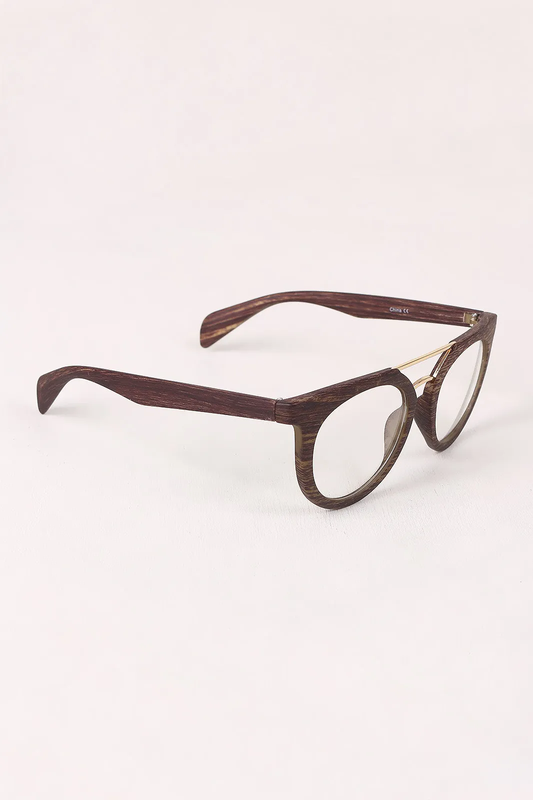 Printed Frame Round Clear Lens Glasses