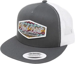 Red Dirt Hat Company Original Adjustable Snapback Hat, Trucker Cap w/Ventilated Mesh Back & Snap Back Closure, Structured Baseball Cap for Men & Women - Lasso, Charcoal/White, 0-8 US Size