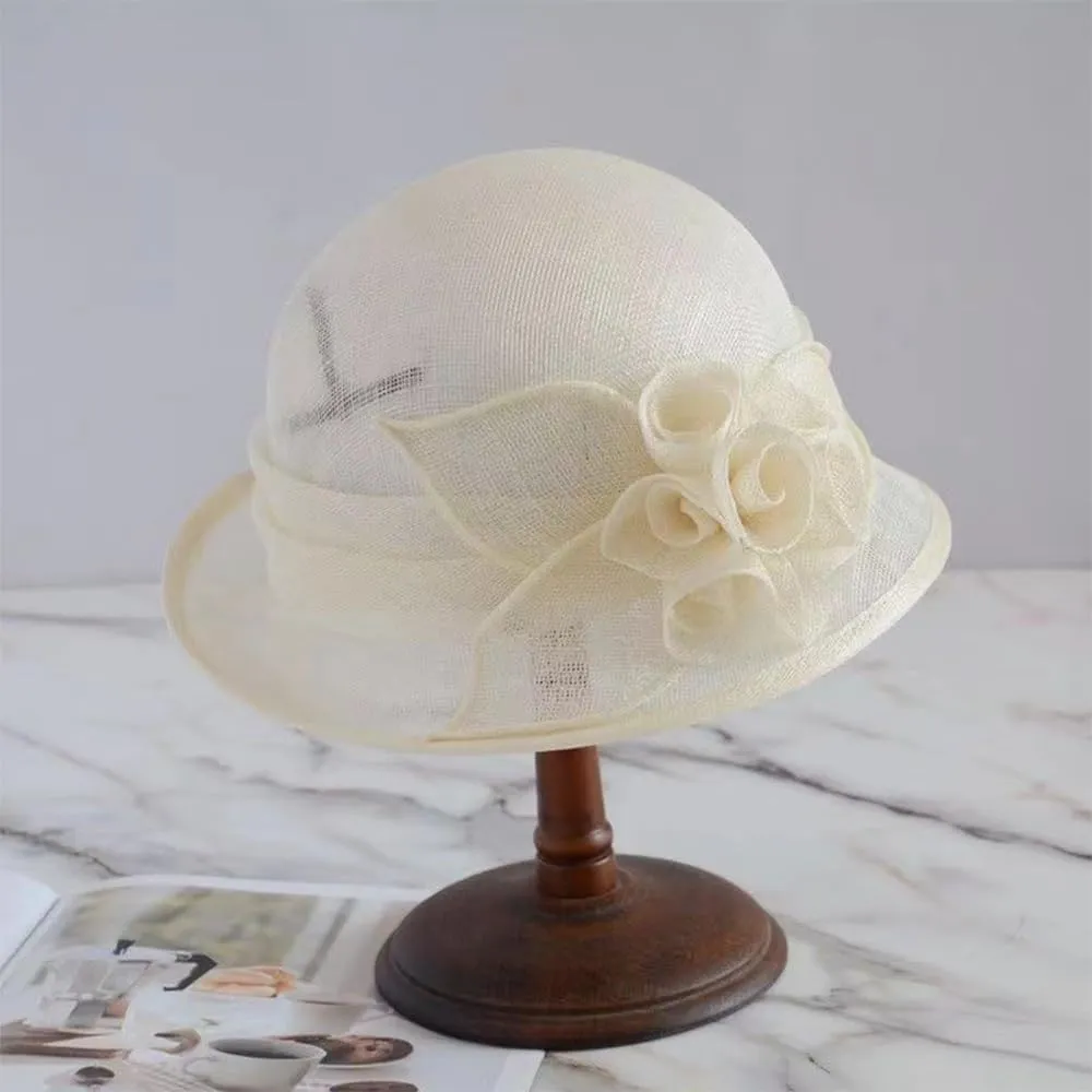 Retro Sinamay Veil Flower Bride Wedding Fascinator Hat Feather Bowler Hat Hair Accessory Banquet Cocktail Party
