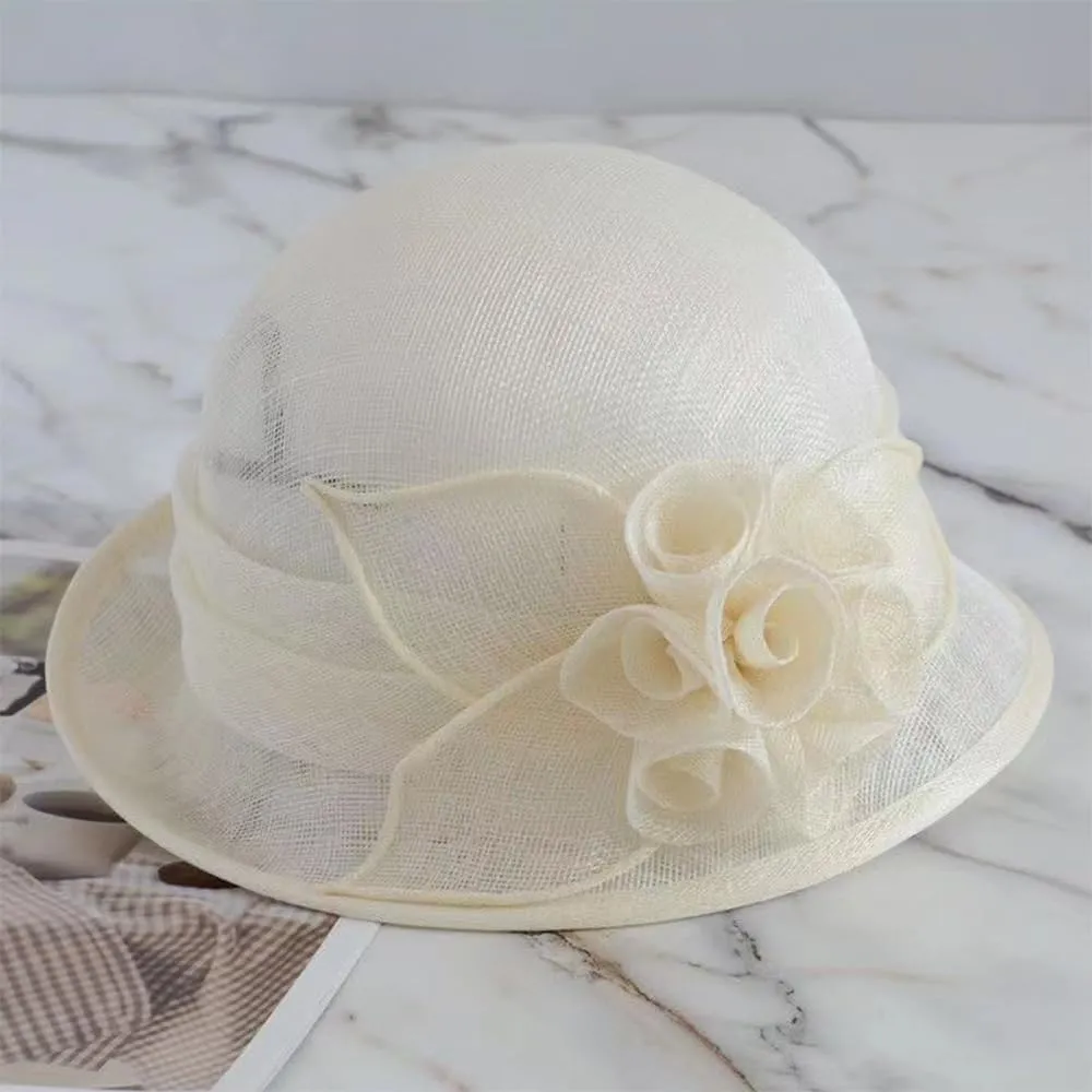 Retro Sinamay Veil Flower Bride Wedding Fascinator Hat Feather Bowler Hat Hair Accessory Banquet Cocktail Party