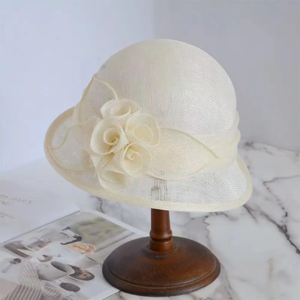 Retro Sinamay Veil Flower Bride Wedding Fascinator Hat Feather Bowler Hat Hair Accessory Banquet Cocktail Party