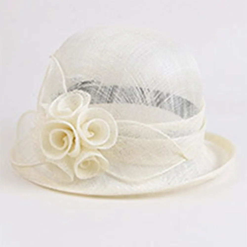 Retro Sinamay Veil Flower Bride Wedding Fascinator Hat Feather Bowler Hat Hair Accessory Banquet Cocktail Party