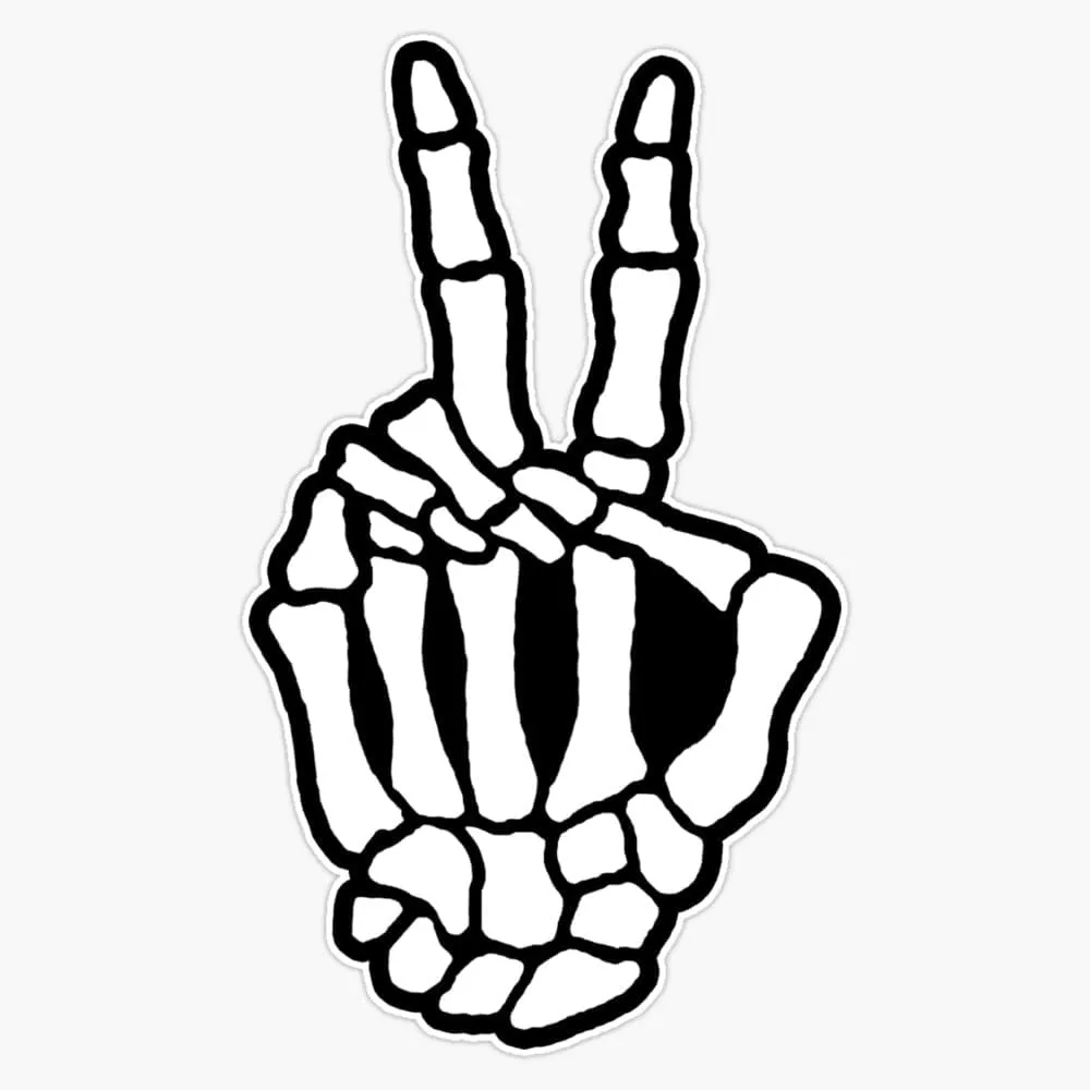 Skeleton Peace Sticker Bumper Sticker Vinyl Decal 5"