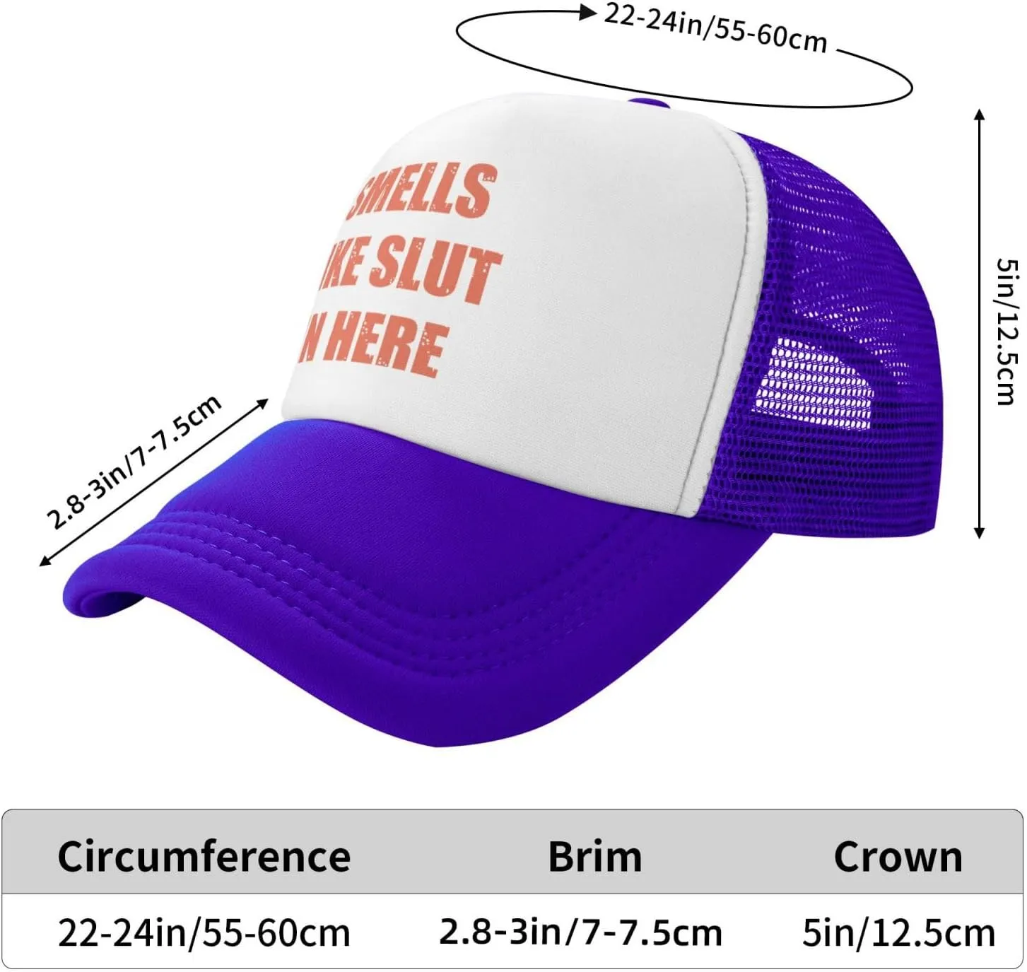 Smells Like Slut in Here Funny Adjustable Mesh Trucker Hat Sport Baseball Cap Men Women Gift Dad Hat Fishing Cap Black