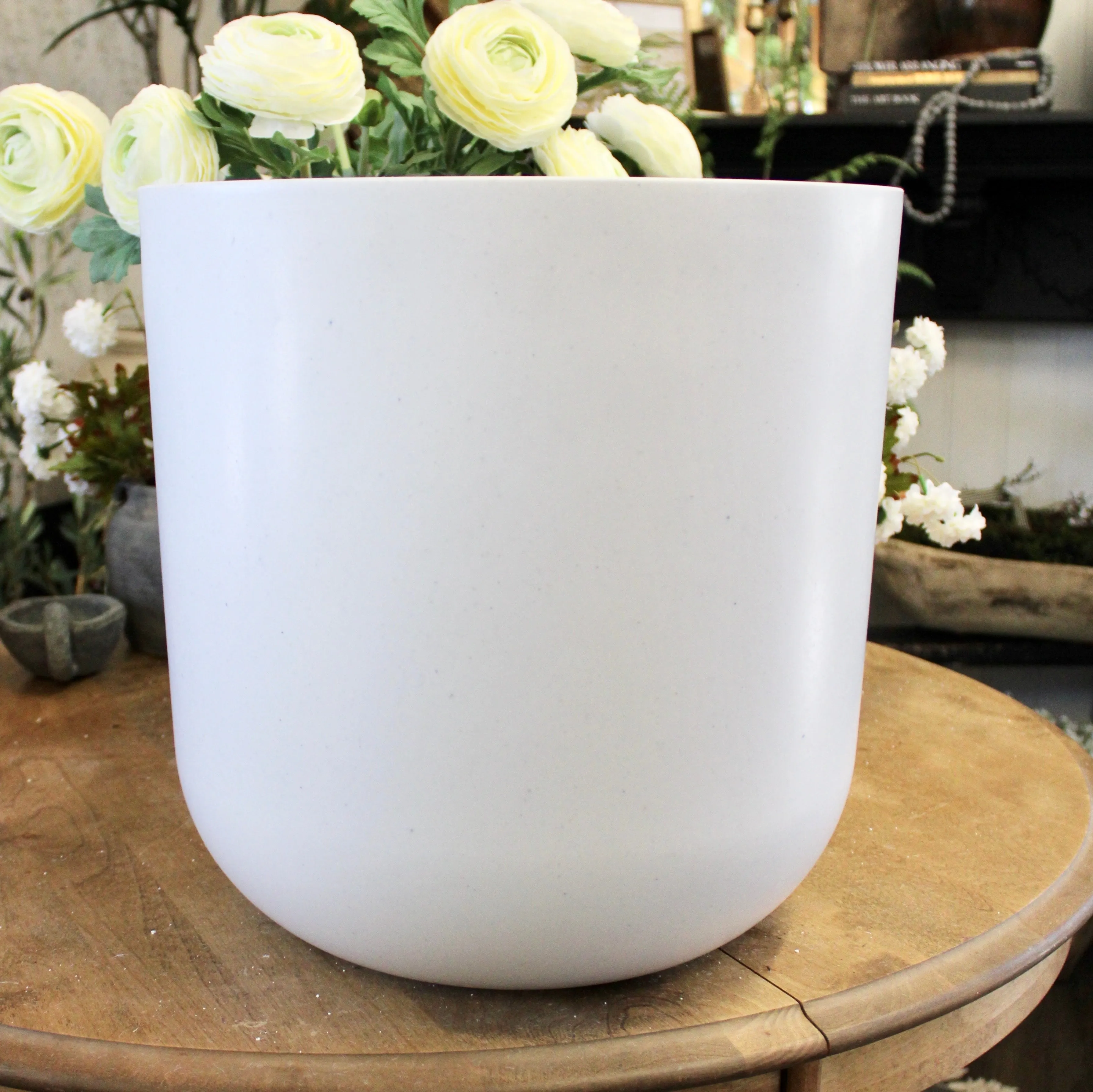 Smooth White Plastic Planter