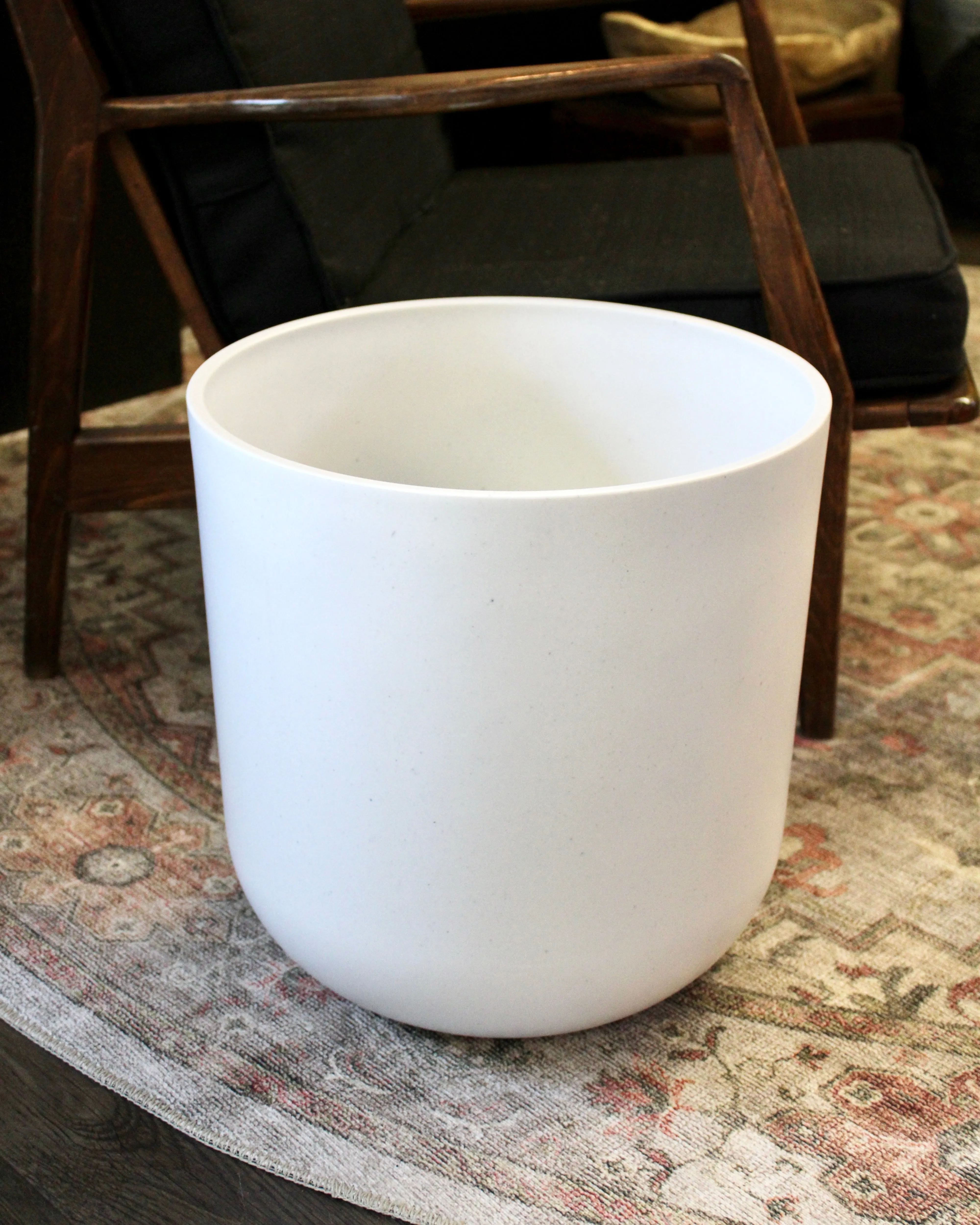 Smooth White Plastic Planter