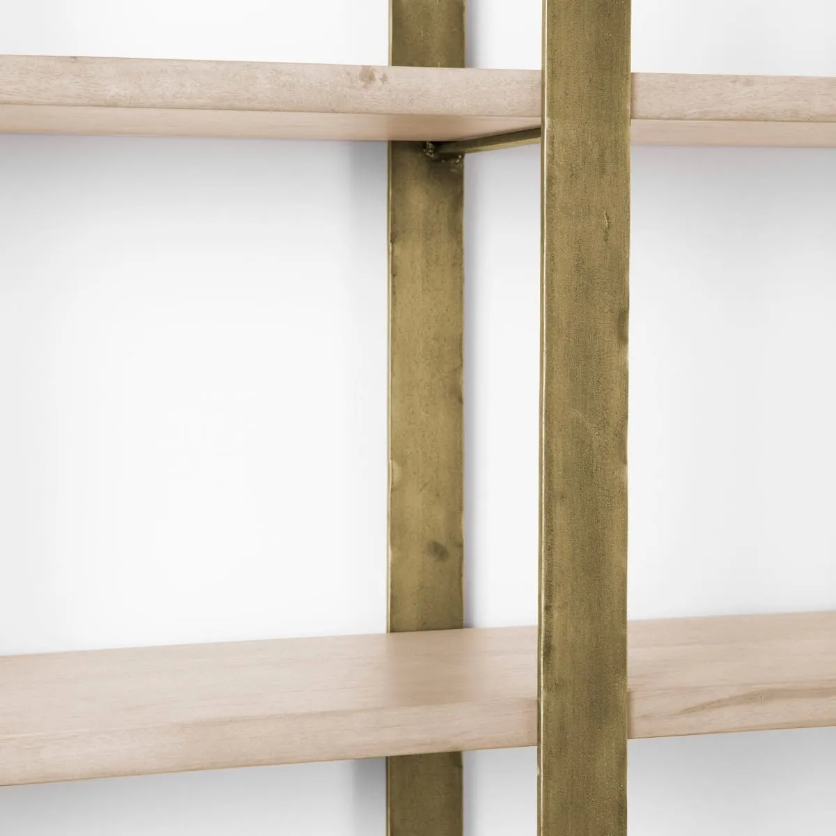 Taunton Shelving Unit Light Brown Wood | Gold Metal