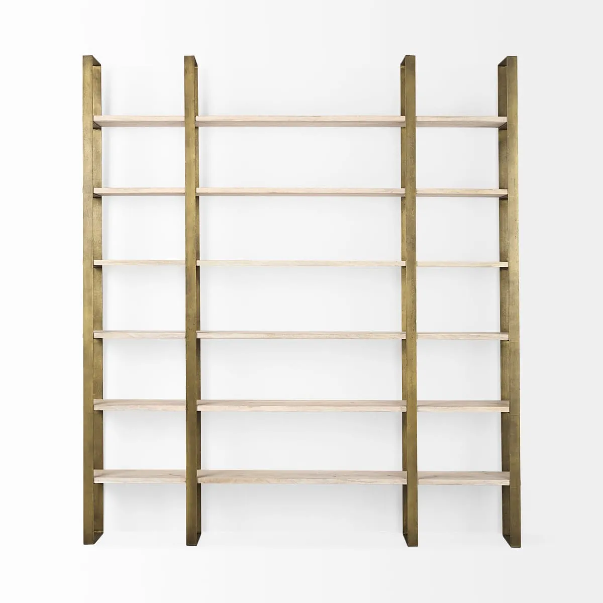 Taunton Shelving Unit Light Brown Wood | Gold Metal