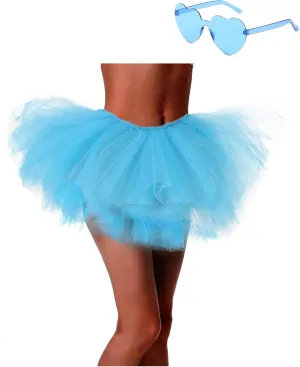 Tutu Skirt 5 Layered with Heart Sunglasses Tutus Tulle Ballet Tutu Skirts for Women & Girls Party Dance Dress