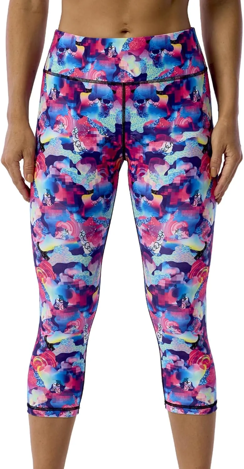 UIUO-UIPEU Pattern Printed Capri Leggings with Pockets for Women Tummy Control Workout Yoga Capris