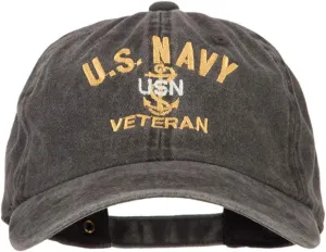 USN Veteran Military Embroidered Washed Cotton Twill Cap