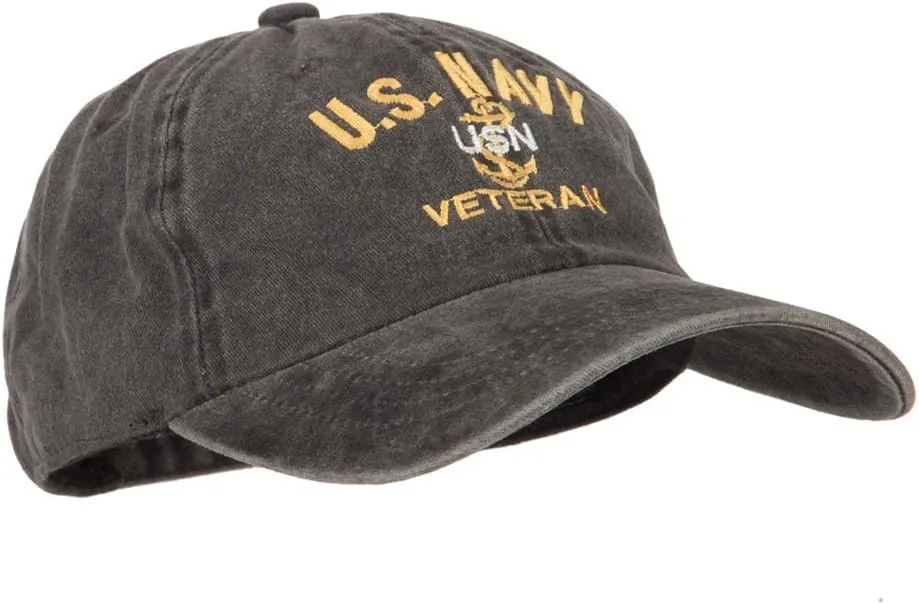 USN Veteran Military Embroidered Washed Cotton Twill Cap