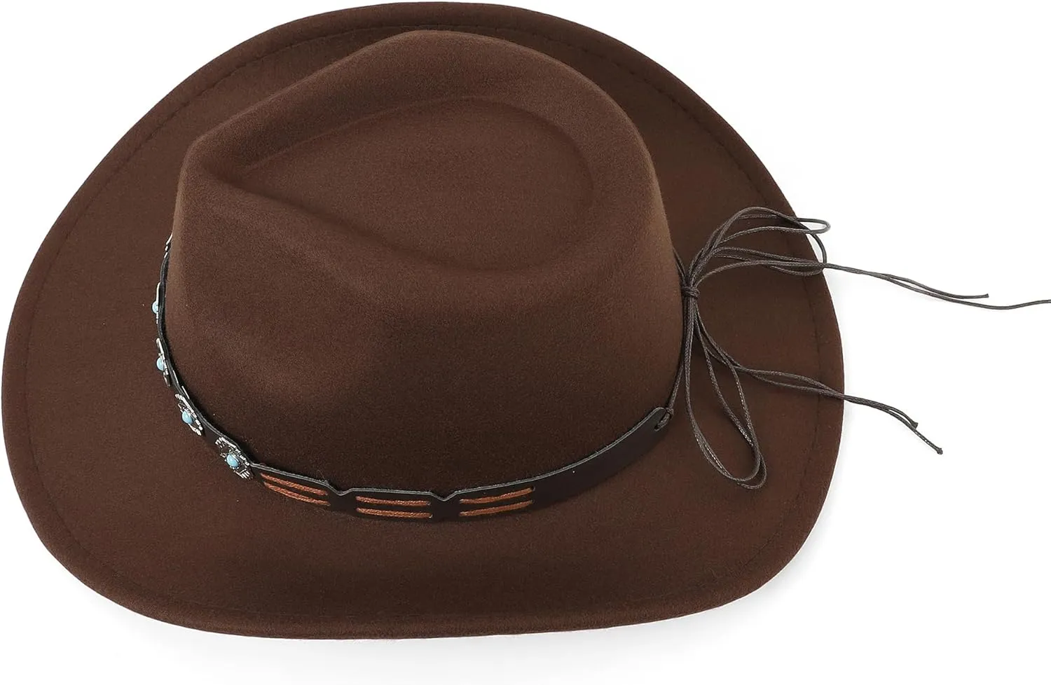 Western Cowboy Hat for Men and Women  Classic Western Style with Adjustable Fit, Vintage Leather Trim