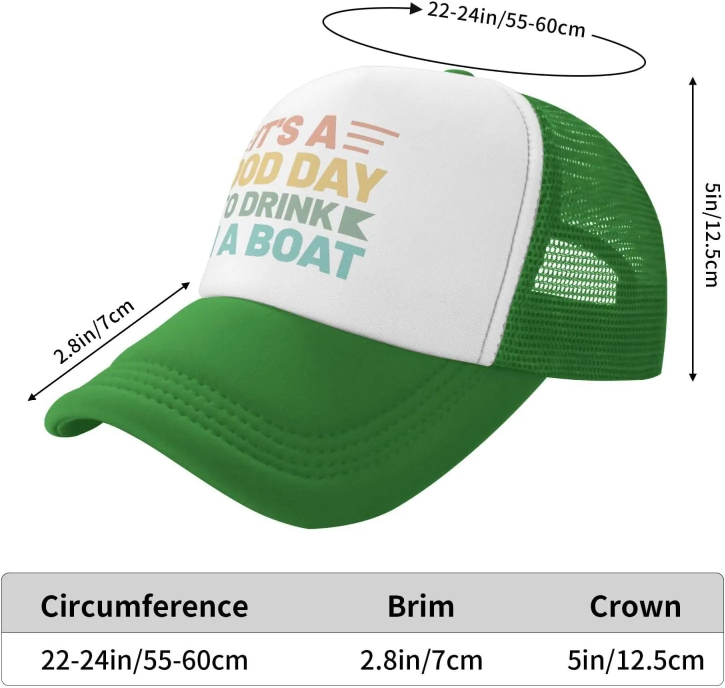 Womens Baseball Hats Drinking Party Mesh Cap Women's Cool Cap It is A Good Day to Drink On A Boat Caps