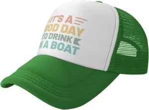 Womens Baseball Hats Drinking Party Mesh Cap Women's Cool Cap It is A Good Day to Drink On A Boat Caps