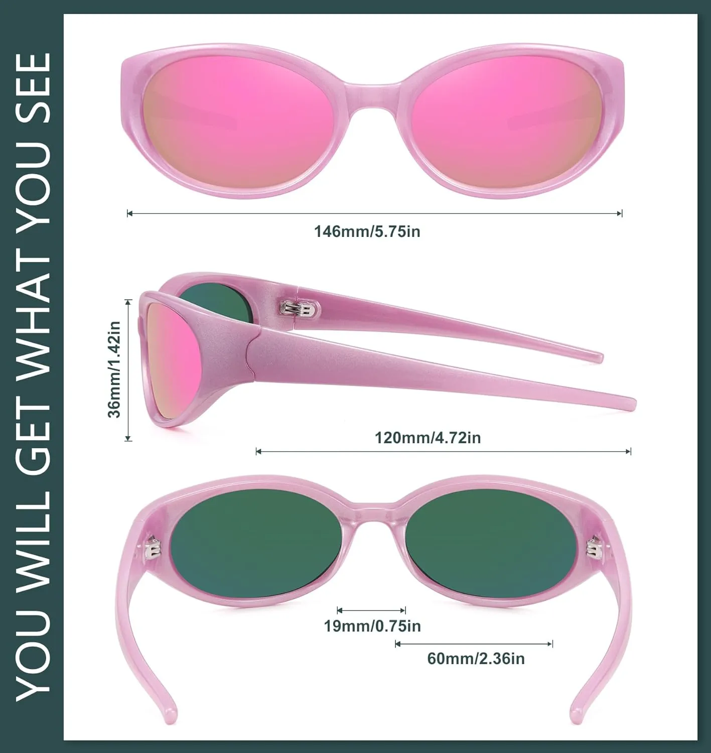 WOWSUN Retro Y2K Wrap Around Sunglasses for Women Trendy Polarized Sporty Shades UV Protection