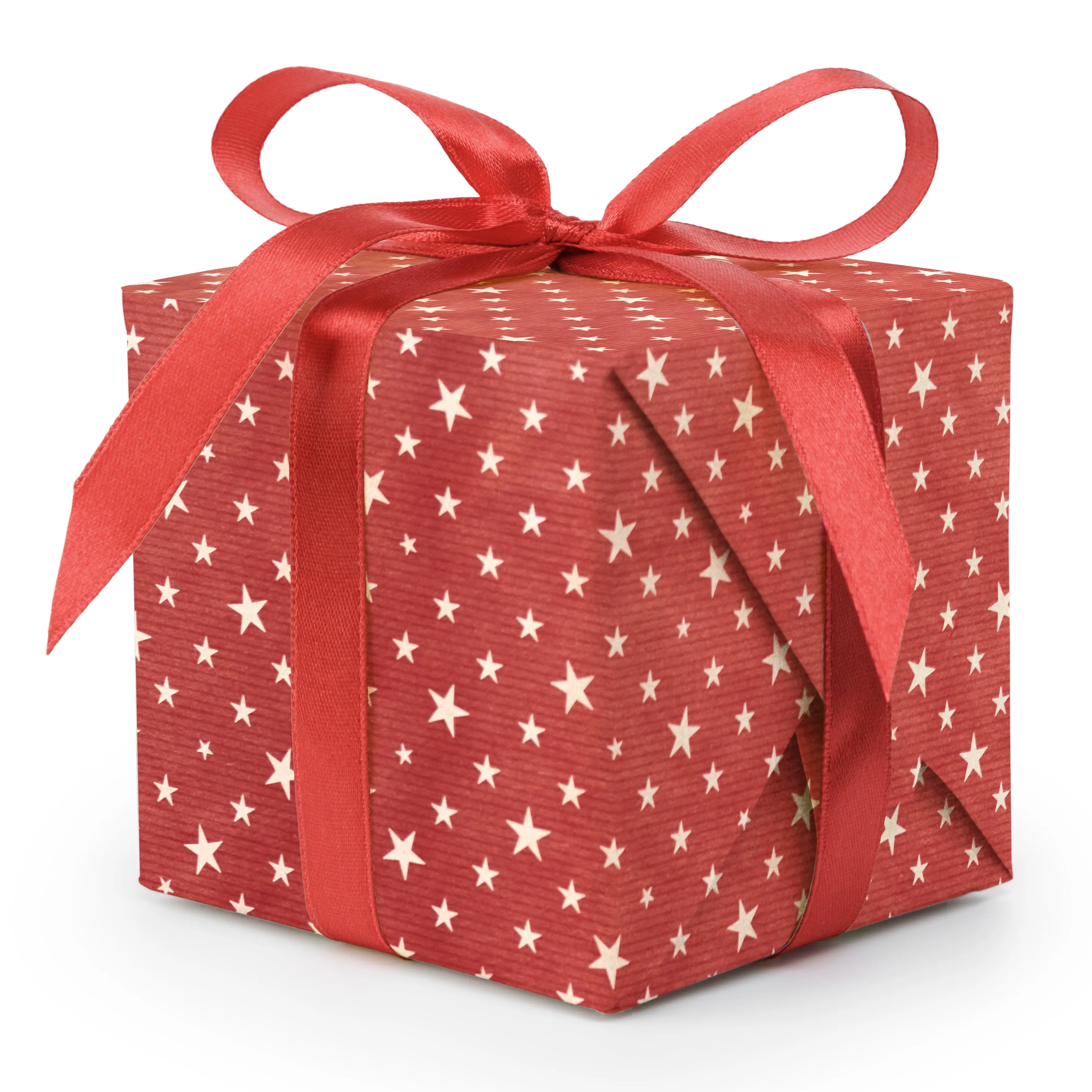Wrapping Paper - Red or Natural Stars Kraft Gift Wrap - Singles or 4 Pack - 2m Roll